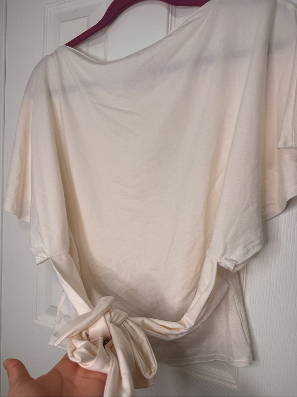 Reformation Cream Boatneck Flutter Crop Top - Picture 5 of 6
